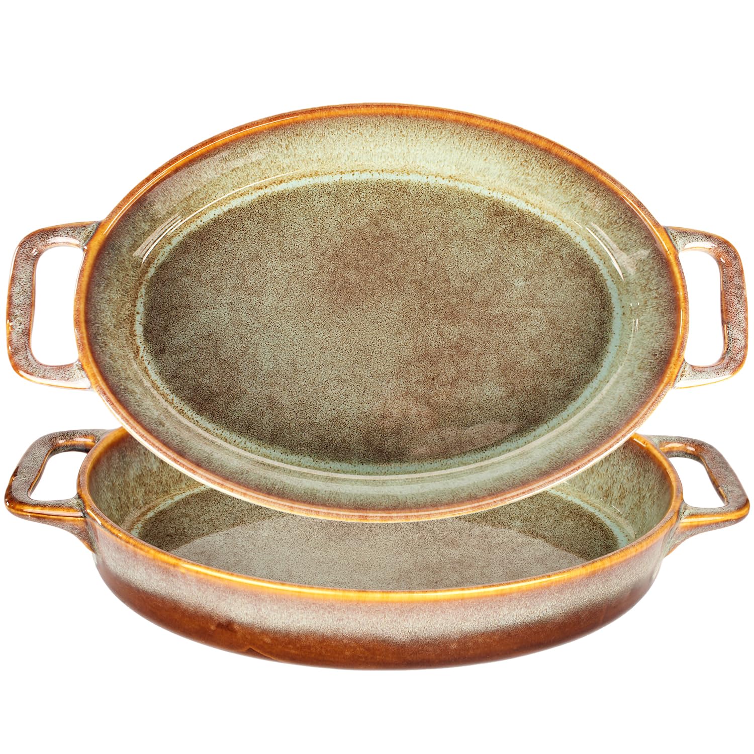 Photo 1 of ***DAMAGED - SEE NOTES/PICTURES***jinsongdafa 9" x 6" Oval Casserole Dish Set of 2, Ceramic Au gratin Baking Dish, 27 oz Lasagna Pan Deep for Oven, Baking Pan with Handles - Oven, Microwave, Freezer and Dishwasher safe - Great Gift