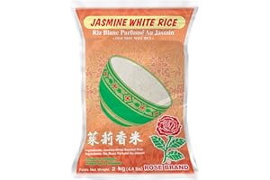Rose Brand Jasmine Rice, 2kg, Aromatic and Long-Grained Thai Hom Mali Bag Of Rice, Fragrant White Rice Best for South Asian C