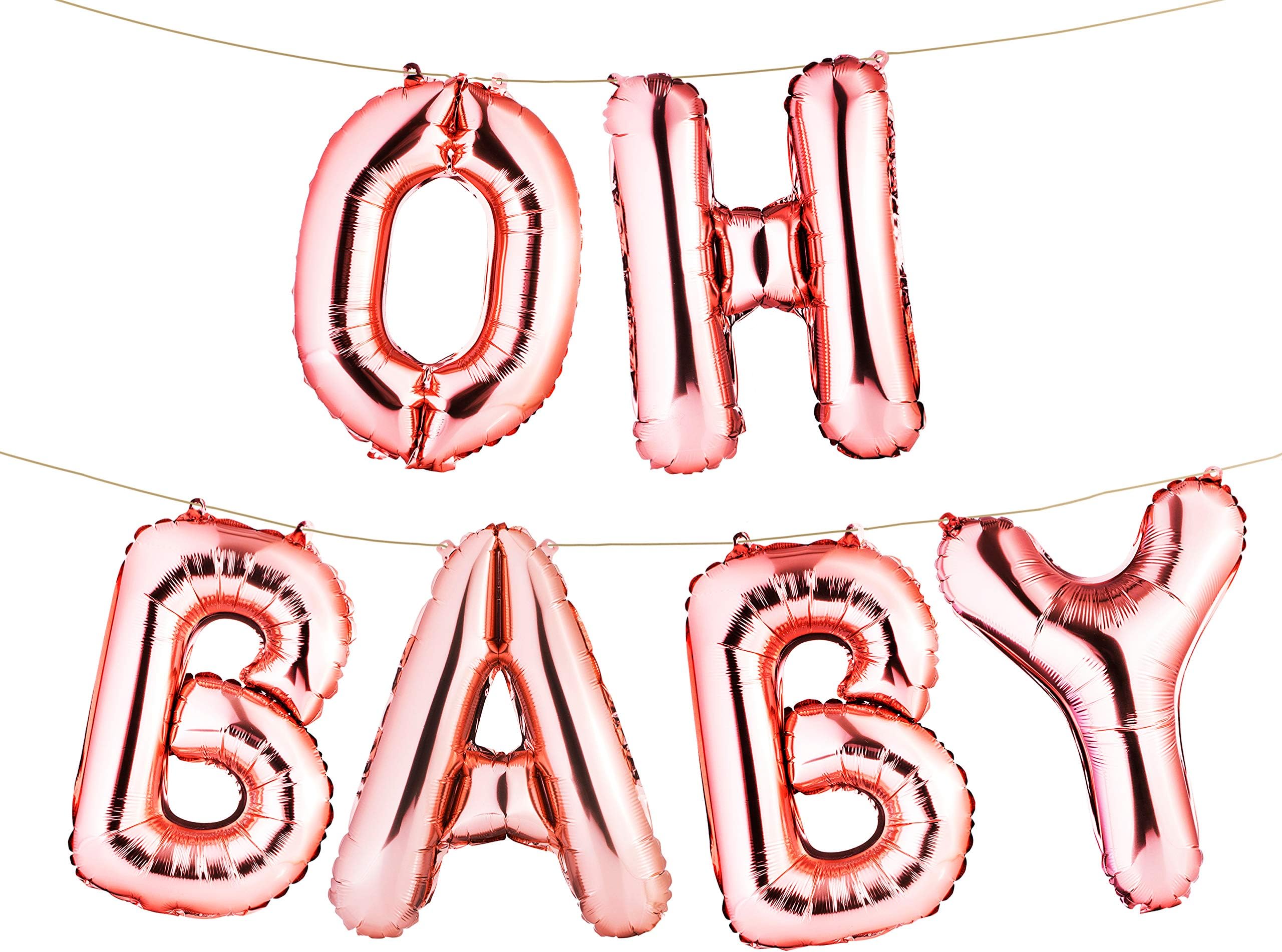 16” Set of Rose Gold “OH Baby” Letters/Alphabets Foil Balloons | Baby Girl/Boy Shower Balloons Alphabetic Balloons (Set of 6)