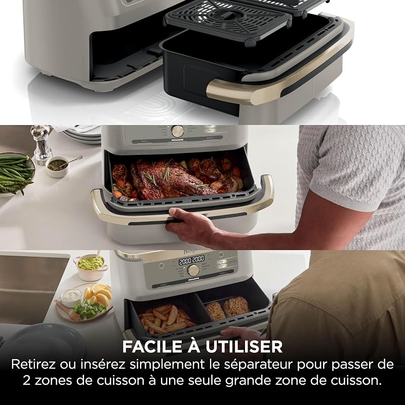 Foodi FlexDrawer Air Fryer 2 Compartiments, 10,4L, Pierre/Or