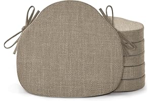 Shinnwa Chair Cushions for Dining Chairs 6 Pack, Windsor Seat Cushions for Kitchen Chairs, High-Resilience Chair Pads for Dining Chairs with Ties & Textured Cover, 16.5 x 15.5 x 2 Inches, Light Brown