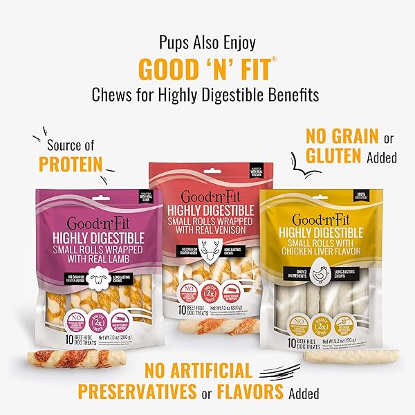 GOOD ‘N’ FUN TRIPLE FLAVOR STUFFED ROLLS WITH PEANUT BUTTER FLAVOR, 8 OUNCE, TREAT YOUR DOG TO LONG-LASTING RAWHIDE CHEWS