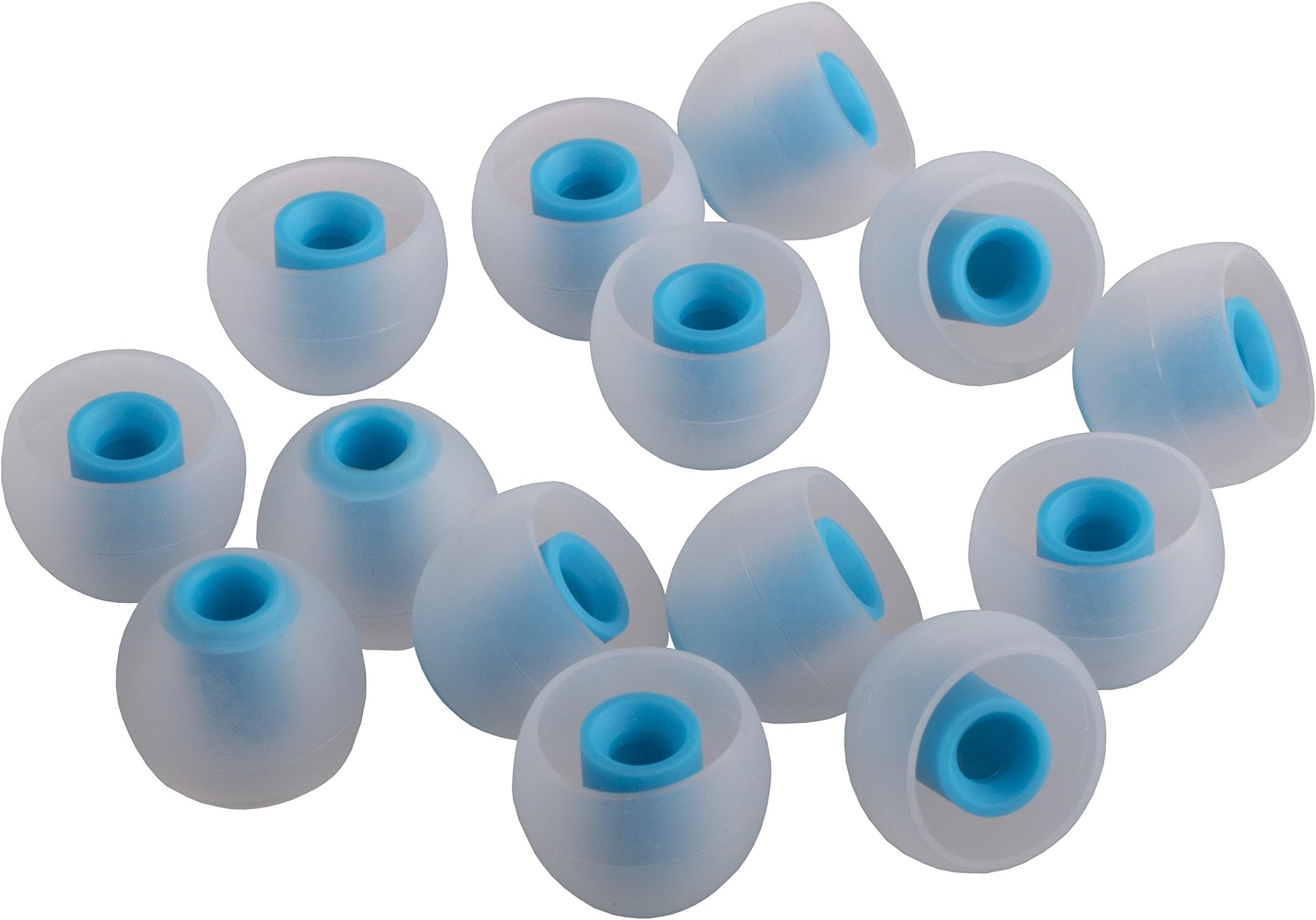 Xcessor (S) 7 Pairs (14 Pieces) of Silicone Replacement In Ear Earphone Small Size Earbuds. Replacement Ear Tips for Popular In-Ear Headphones. Transparent/Blue