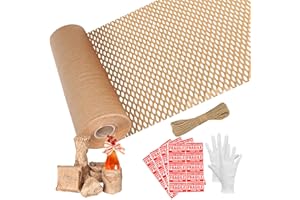 JollyTrip Honeycomb Packing Paper 15"x230FT, Biodegradable Paper Bubble Cushioning Wrap Alternative, Recycled Honeycomb Packaging Paper Wrapping Roll for Moving, Shipping, Fragile Items