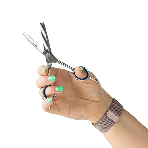 Mikki Doodle, Dog, Puppy Face & Paw Thinning Scissors, Sharp & Durable Semi-Convex Blade, V-Shaped Teeth, Blunted Safety Tips, Adjustable Tension Screw for Control and Precision, 12.7cm (5”)