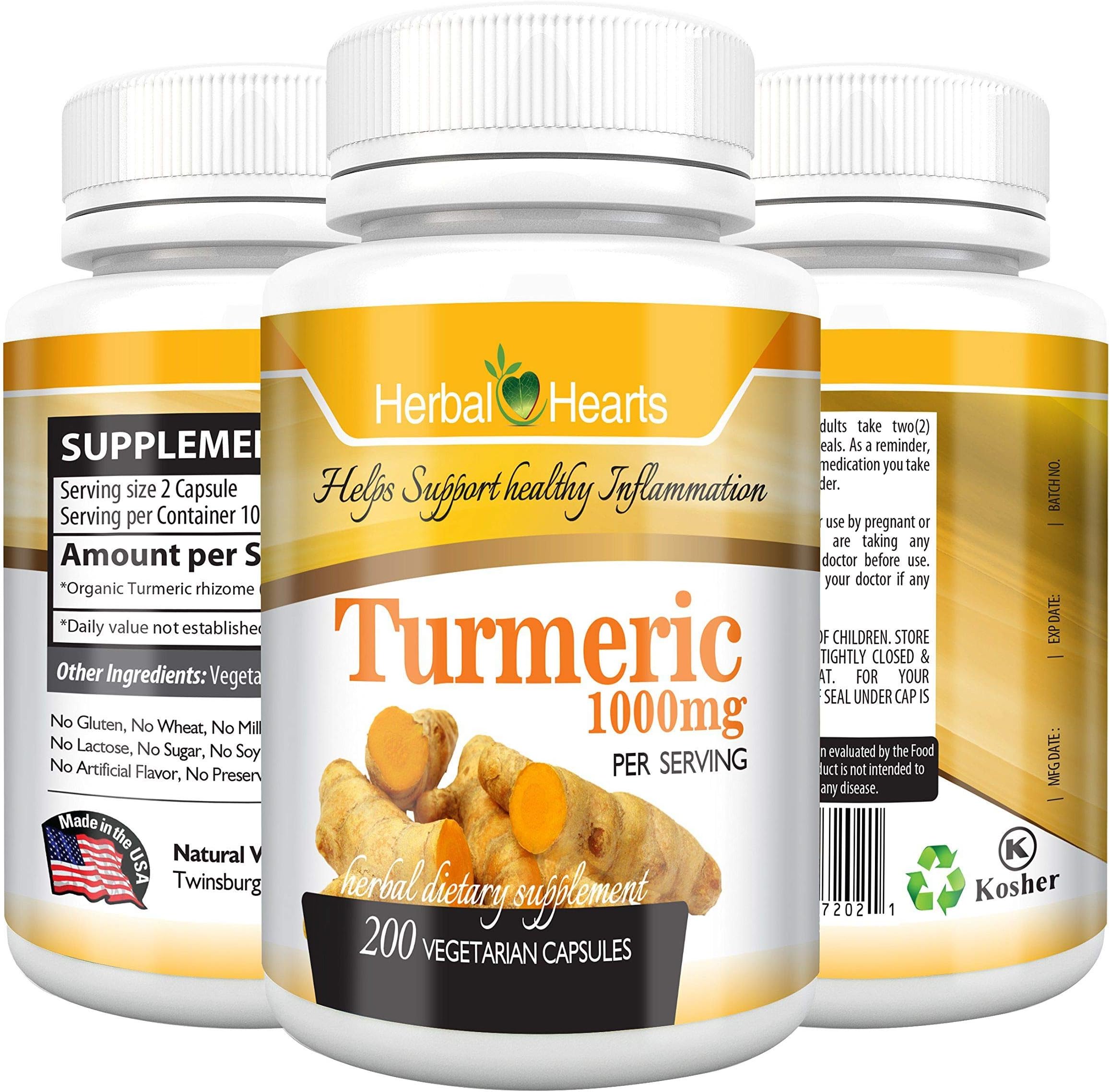 Turmeric/Tumeric Curcumin Capsule 1000mg per Serving - Organic and Natural (200 Capsules)