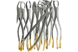 ARTLAB Premium German Dental Extracting Extraction Forceps with Serrated Jaws Used to Extract Upper Lower Right Left 1st 2nd Molars from The Alveolar Bone Dental Instruments (Extracting Forcep Set of 10 Ea)