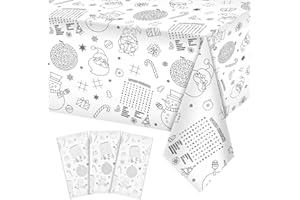 FUNNYPARS 3 Pack Christmas Tablecloth Christmas Activity Paper Tablecloth Santa Claus Snowman Gnome Color-in Paper Disposable Tablecover for Kids Christmas Winter Holiday Birthday Party Decoration 54X108 Inch