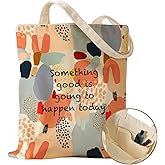 Miss Adola Canvas Tote Bag with Pocket - Aesthetic Cute Canvas Bag for Women Shoulder Totes for Shopping, Work, Gym