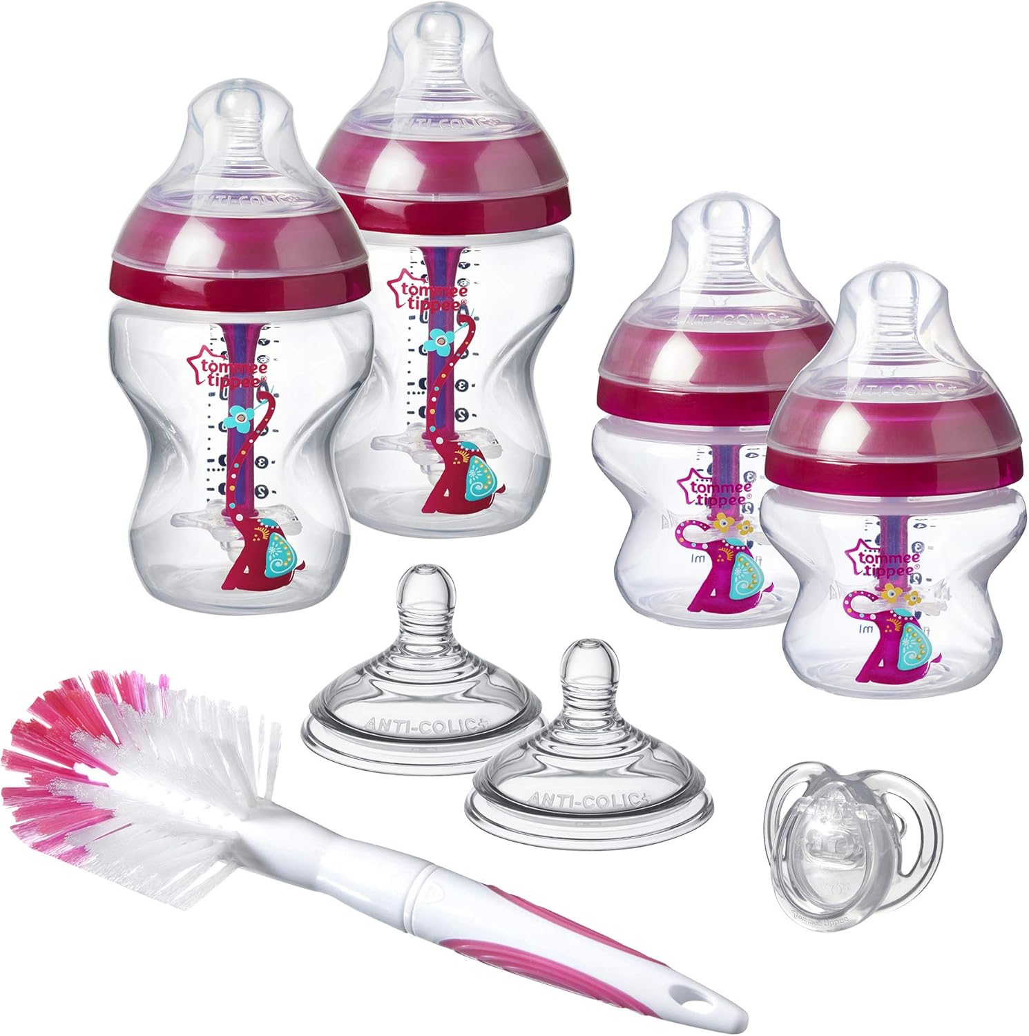 Tommee Tippee Advanced AntiColic Newborn Baby Bottle Starter Set, Pink