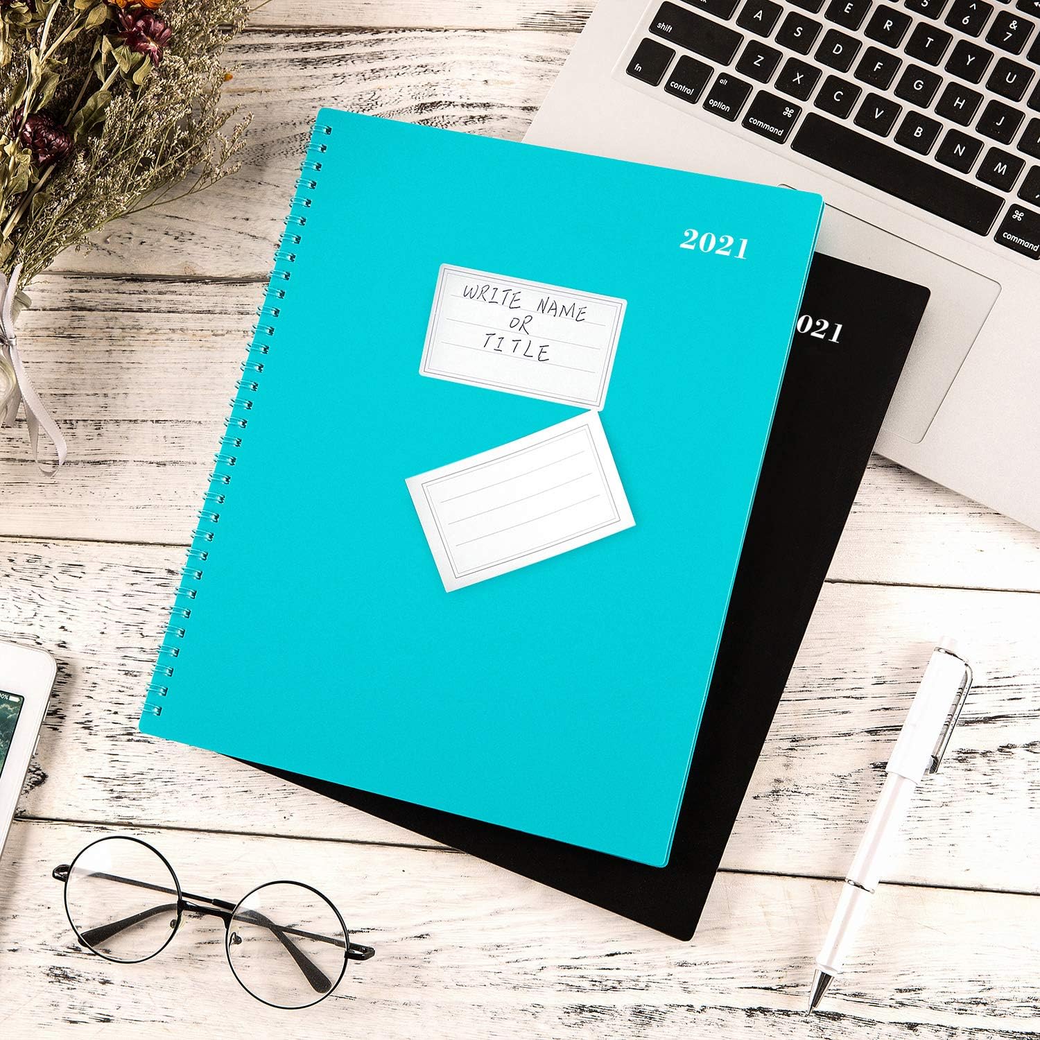 2021 Monthly Planner - 12-Month Planner with Tabs, Pocket, Label, Contacts and Passwords, 8.5" x 11", Jan. - Dec. 2021, Twin-Wire Binding - Teal by Artfan : Office Products