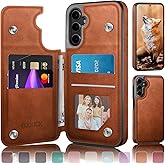 DJDUCK Designed for Samsung Galaxy S25 Case Wallet with Card Holder, [Magnetic Clasp Cover] [RFID Blocking Leather Protection] Shockproof Women Men Cases for Samsung S25 Light Brown