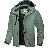 WULFUL Men's Waterproof Ski Jacket Warm Winter Coats Windproof Winter Jackets for Men Fleece Lined Windbreaker with Hood