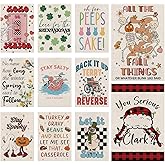 Seasonal Garden Flags Funny Seasonal Double Sided Flags Set of 11 Holiday Farmhouse Indoor Christams Gifts Outdoor Yard Lawn Decorations 12.5x18 Inch