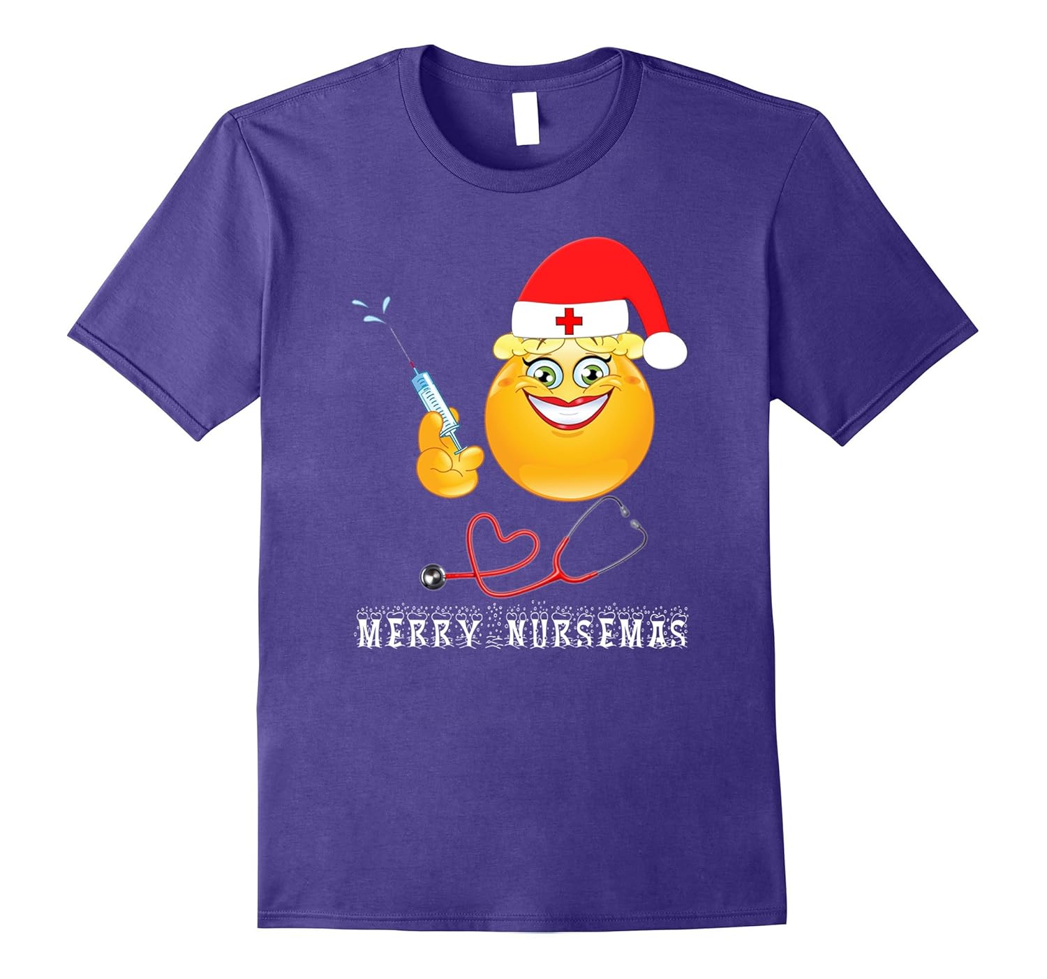 Funny Xmas Emoji Nurse T Shirt-Merry Nursemas for Women Men-ANZ