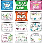 Bafeil 12 Pcs Mahjong Cosmetic Bag Set, Mahjong Zippered Makeup Pouches for Women, Mah Jong Accessories Gifts for Lover Players Friends Holiday Gift