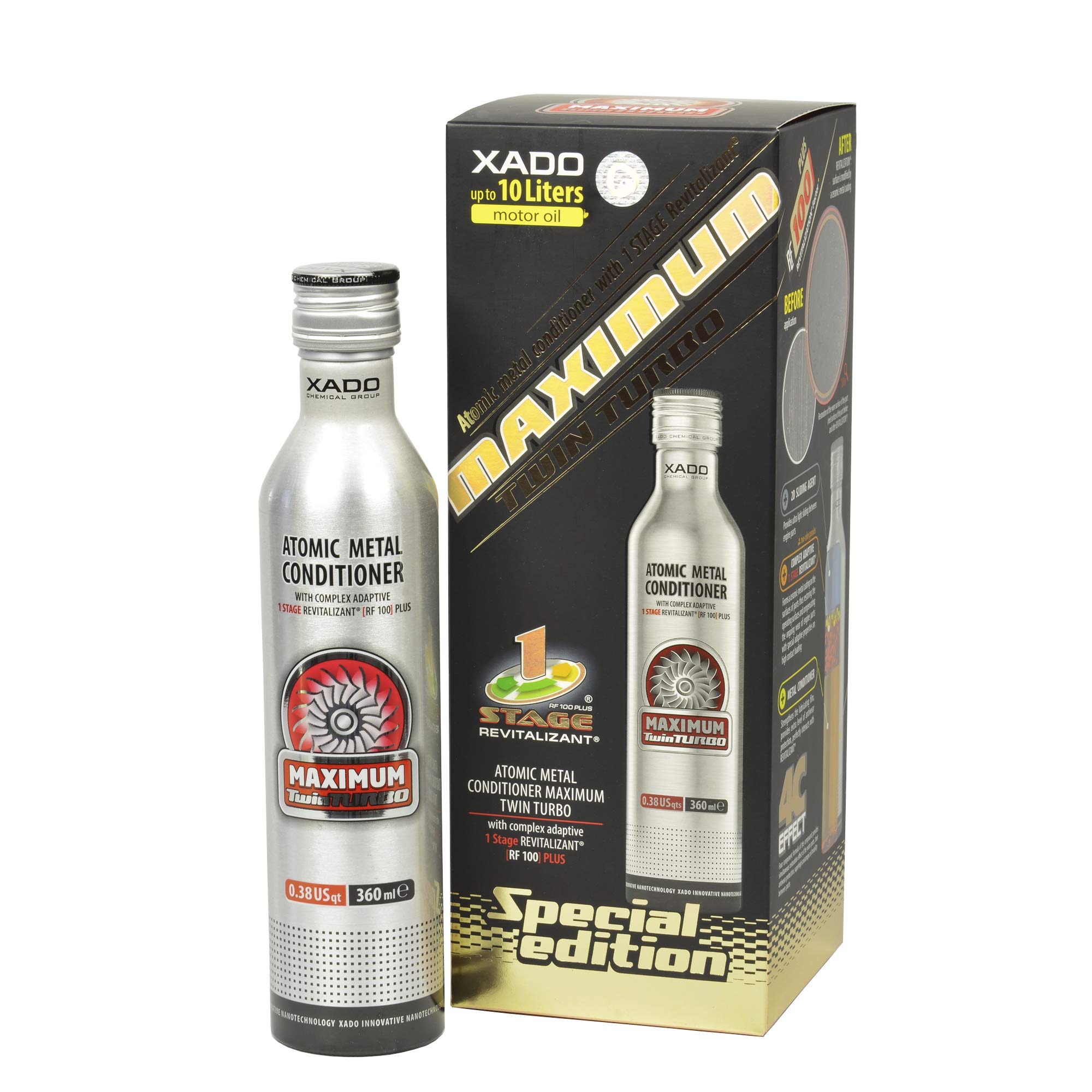 XADO XA 40028 Atomic Metal Conditioner 1 Stage Maximum TwinTurbo (Box, Bottle 360 ml)