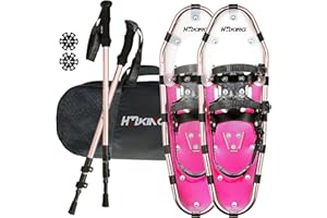 PEJEVIR 14/17/21/25/30 Inches Lightweight Snowshoes with Toe Box and Heel Lift, 3-in-1 Aluminum All-Terrain Snow shoes Kit with Adjustable Trekking Poles and Heavy-Duty Carrying Tote Bag for Women Men and Kid