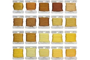 LE PAON Premium Rainbow Color Embroidery Floss bobbins - Cross Stitch Threads - Friendship Bracelets Floss - Crafts Floss - 20 Bobbins Per Pack Embroidery Floss, Old Gold Gradient