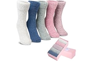 SISOSOCK 5 Pairs Fuzzy Soft Cozy Comfortable Socks for Women, Casual Sleep Comfy Socks, Perfect Warm Winter Gifts for Women