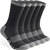 Monxiery Mens 100% Cotton Cushioned Crew Socks, Moisture Wicking Breathable Athletic Performance Boot Work Socks