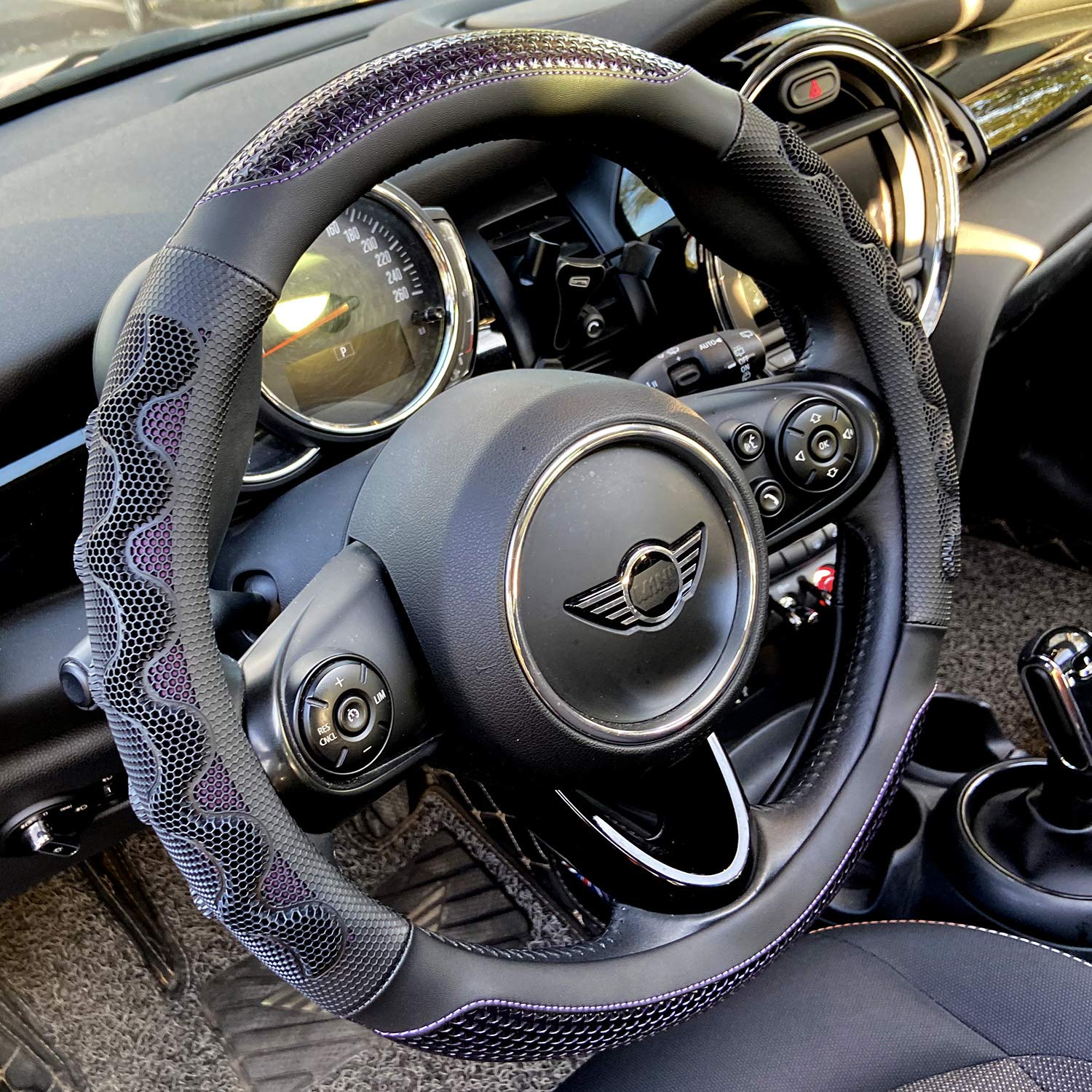 Photo 1 of PINCTROT Steering Wheel Cover Great Grip with 3D Honeycomb Anti-Slip Design, Universal 14.5-15 Inch (Purple)