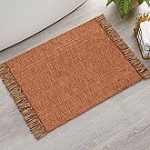 Collive Small Bathroom Rug, 2' x 3' Hand-Woven Low Profile Front Entryway Rug, Terracotta Cotton Reversible Washable Kitchen Rug Modern Farmhouse Carpet for Foyer Bedroom Front Door Fall Decor