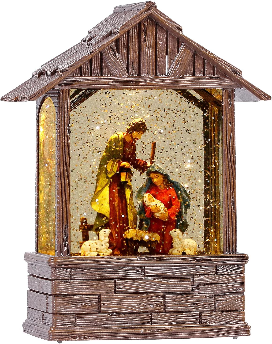 Snow Globes - Nativity Scene Christmas Snow Globes, LED Musical Snow Globe with Swirling Glitter, Battery Operated & Timer