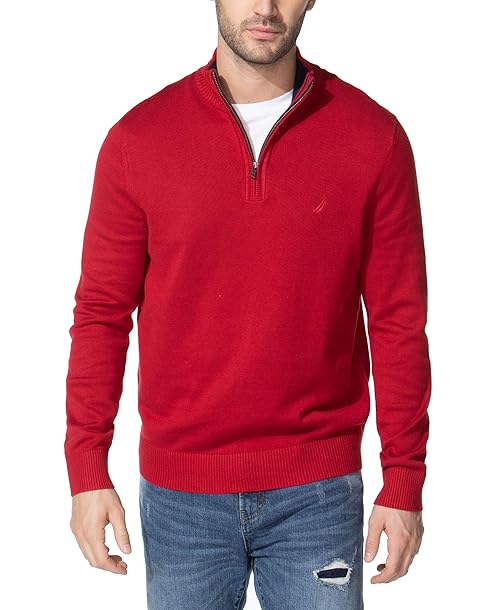 Nautica Men's Quarter-Zip Sweater, Red, Small