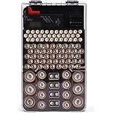 Elitra Home Ultimate Battery Organizer, 104-Slot Storage Case with LCD Tester - Holds AA, AAA, C, D, 9V & Button Batteries, W