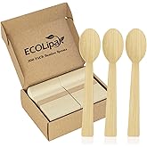 ECOLipak 300 Count Bamboo Spoons Disposable, 6.7 Inch No Splinters Heavy Duty Bamboo Disposable Compostable Spoons for Party, Wedding, Camping, Traveling, Family Dinners, Large Events