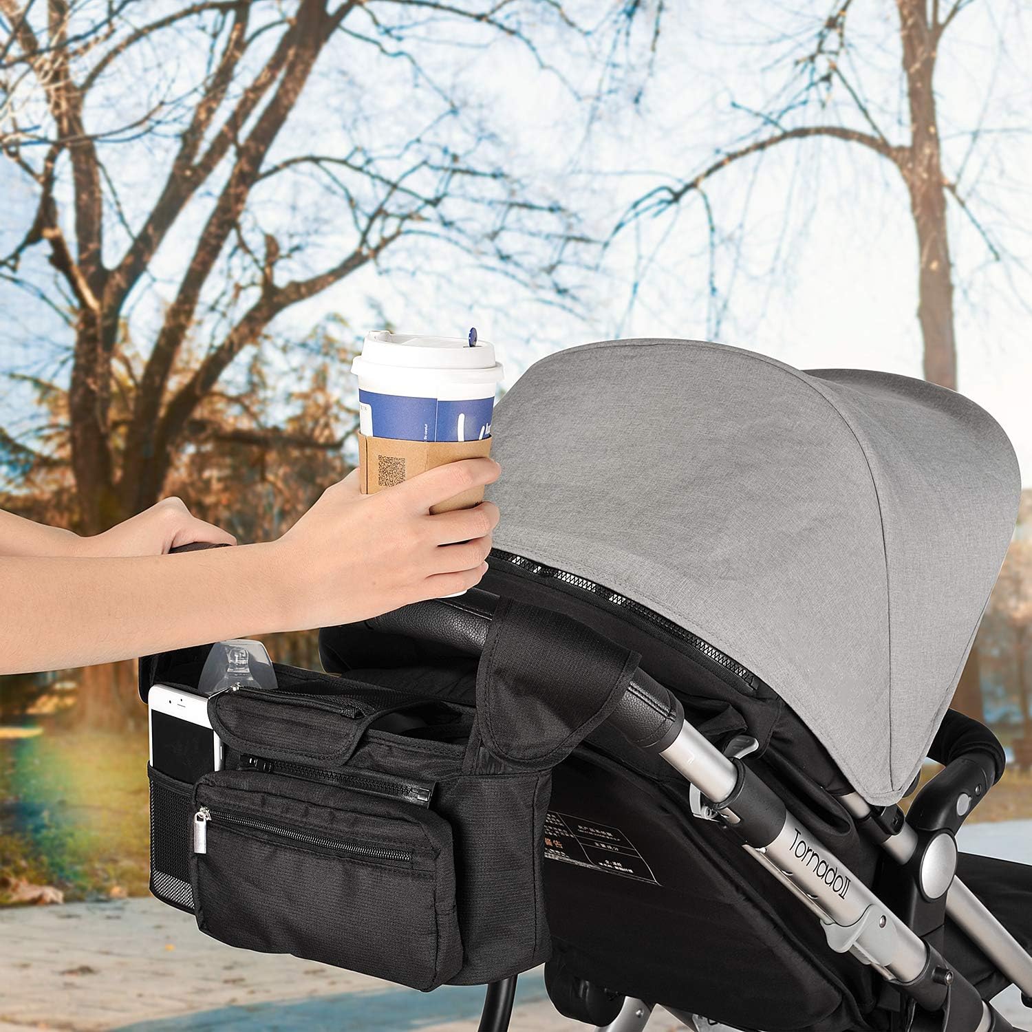 Universal Stroller Organizer with 2 Insulated Cup Holders, Lupantte Stroller Accessories, for Carrying Diaper, iPhone, Toys & Snacks, Fits Britax, Uppababy, Baby Jogger, Bugaboo and BOB Stroller.: Home Improvement
