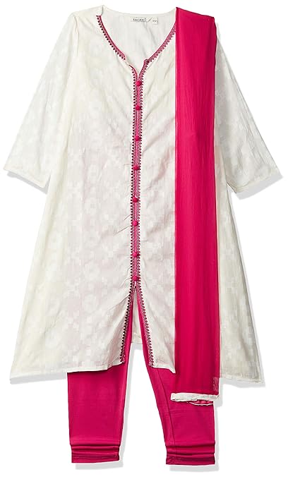 Girls' A-Line Regular Fit Salwar Suit Set (400017787497_OFF-WHITE_09Y)