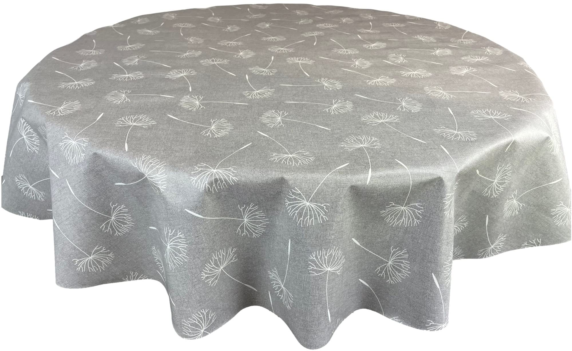 Karina Home Megan Wipe Clean Tablecloth Vinyl PVC Round (Round, 138cm, Grey)