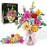 Flower Building Block Set, 13 Style Rose Cosmos Daisy Water Lily Plant Bouquet Botanicals Collection Toy for Home Office Decor Adults Women Girlfriend Thanksgiving Day, Birthday Gifts 887 Pcs 6+