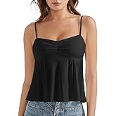 OMKAGI Cute Peplum Camisole Tops for Women Built in Bra Sleeveless Going Out Tank Top