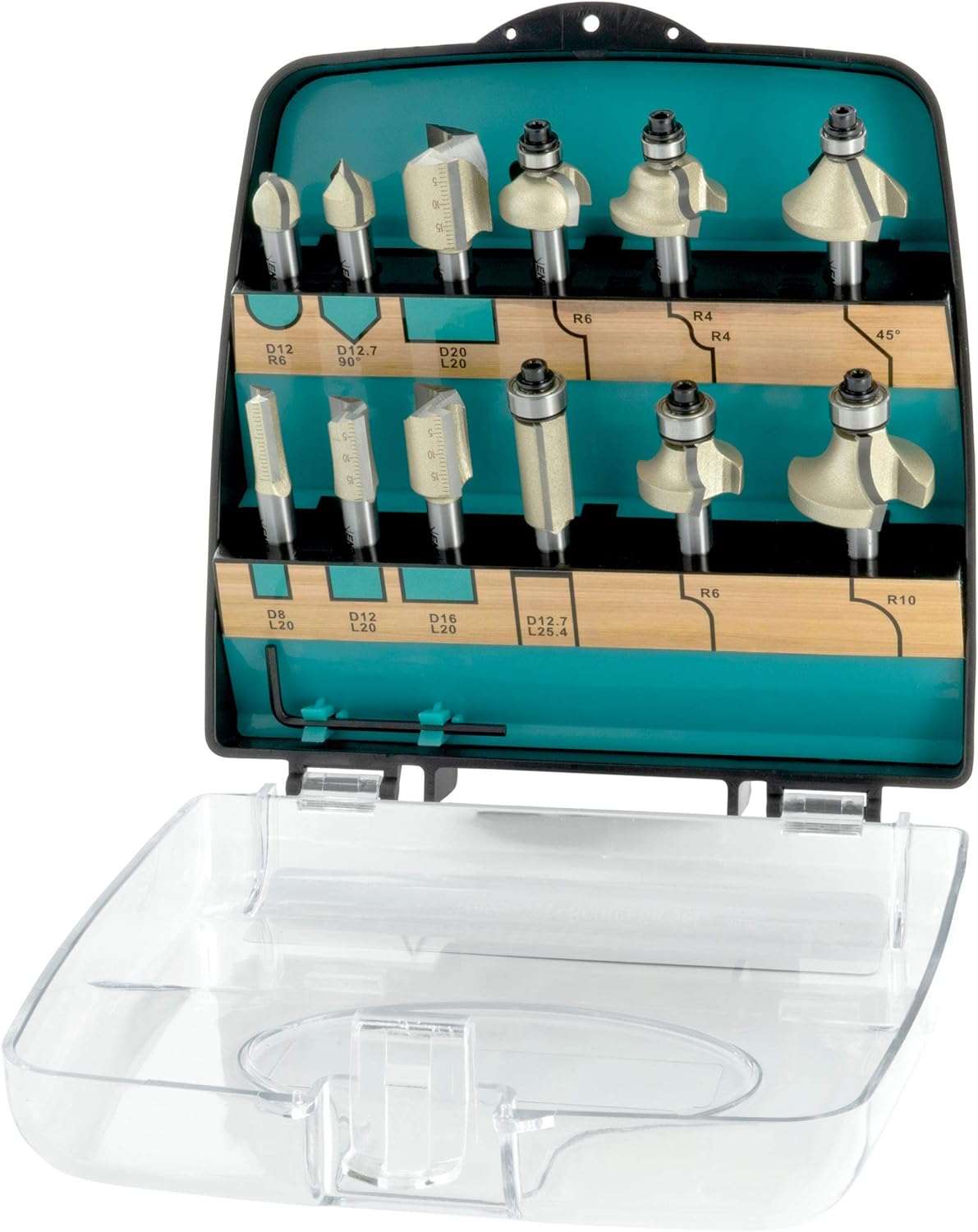 ENT 09012PLUS 12-Piece Carbide Router Bit Plus Set in Break-Proof Plastic Case, Router Bit with Shank 8 mm - Image 3