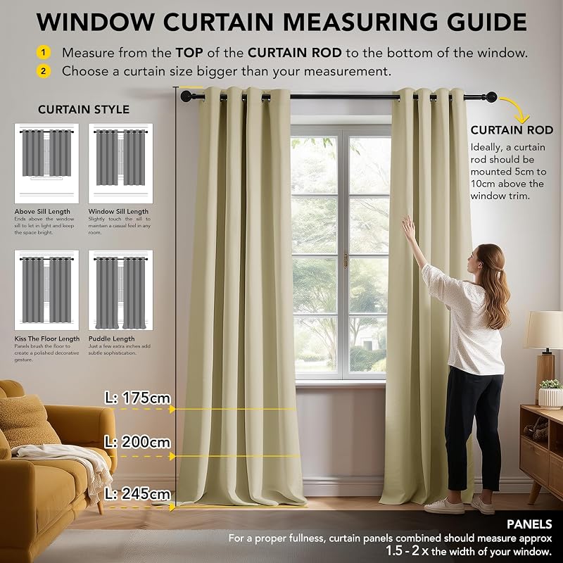 Cortinas Opacas Térmicas para Dormitorio y Salón, 2 Piezas — foto 3 de 8
