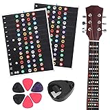 2 PCS Guitar Fretboard Stickers with 6 Guitar Picks