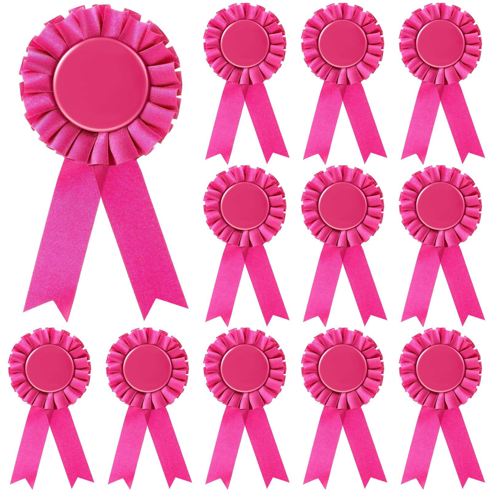 Photo 1 of 12 Pieces Blank Award Ribbon Prize 1st Place Rosette Medal Winner Victory Recognition Participation Ribbon for Competition Sport Event School Contest(Rose Pink)