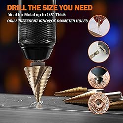 KENDO Two Spiral Flute Cobalt Step Drill Bits with