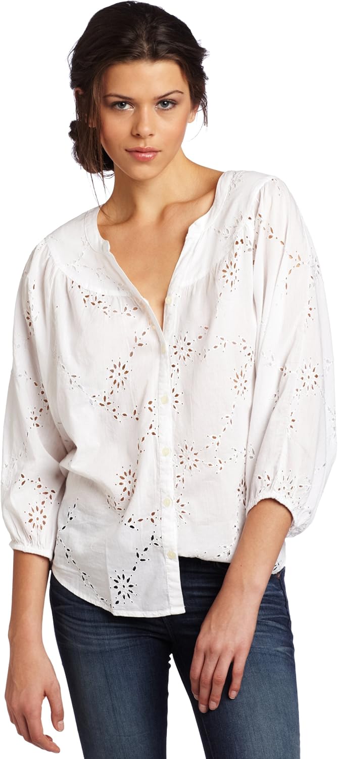lucky brand white eyelet top