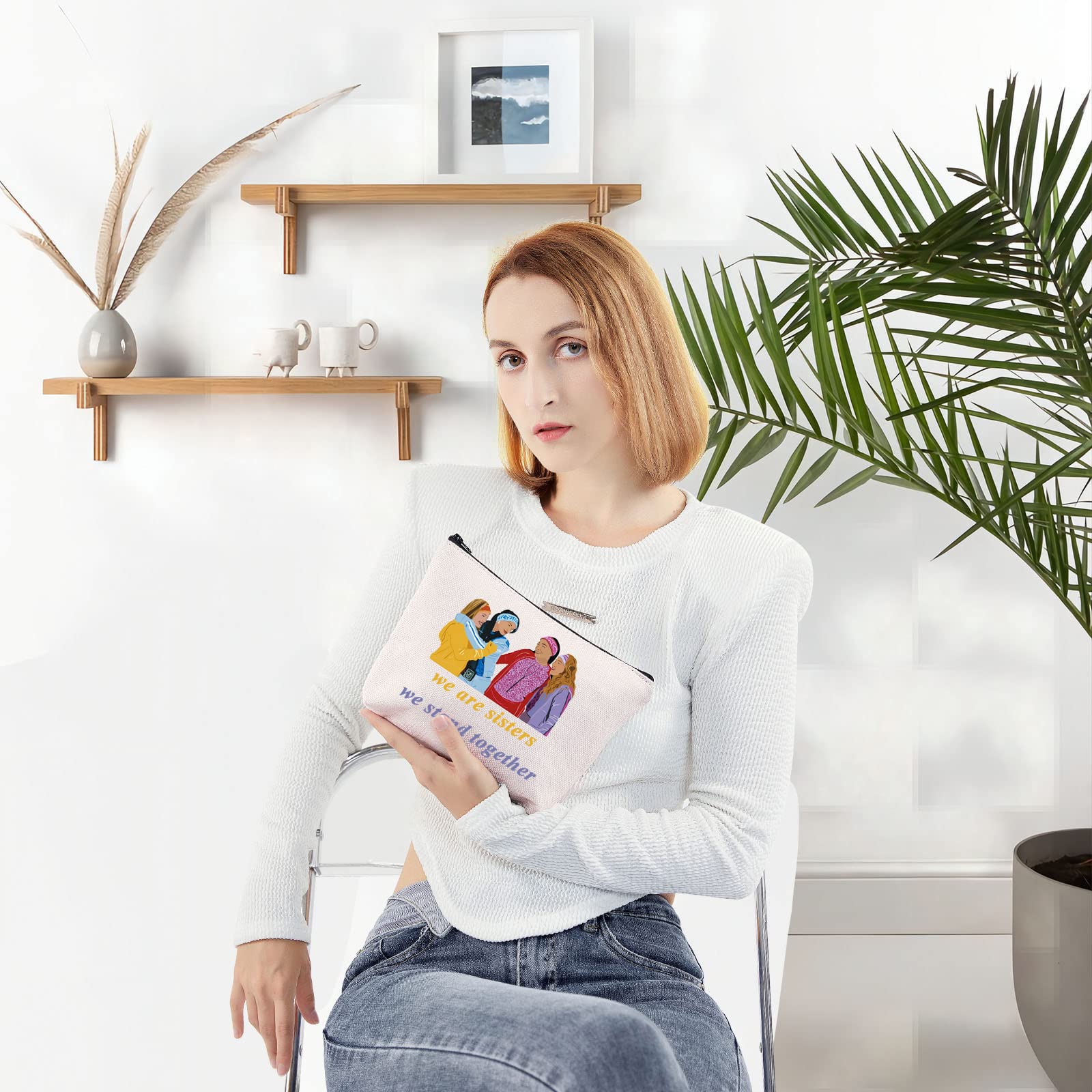 LEVLO Cheetah Sisters Cosmetic Make Up Bag Galleria & Chanel & Aqua & Dorinda Fans Inspired Gift We Are Sisters We Stand Together Makeup Zipper Pouch Bag For Women Girls, We Are Sisters, Cosmetic Bag