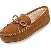 Minnetonka Womens Pile Lined Hardsole Moccasin Slipper