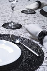 Penguin Home Handcrafted Glass Beaded Round Placemats Coasters Napkin Rings Set view 4