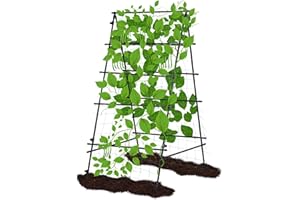 Lalahoni Garden A Frame Trellis for Climbing Plants Outdoor, 6ft Tall Sturdy Metal Plant Support Tower For Vegetable Fruit Vine Cucumber Garden Lightweight, Black