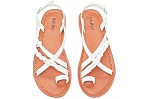 Veittes Women's Flat Sandals - Casual Cute Criss Cross Strappy Flat Summer Shoes.