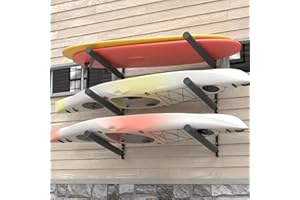 FitiRoker Heavy-Duty Kayak Wall Rack – Multi-Level Adjustable Storage for Multiple Kayaks, Rubber Sleeves, Height Customization, 200 lbs Per Level