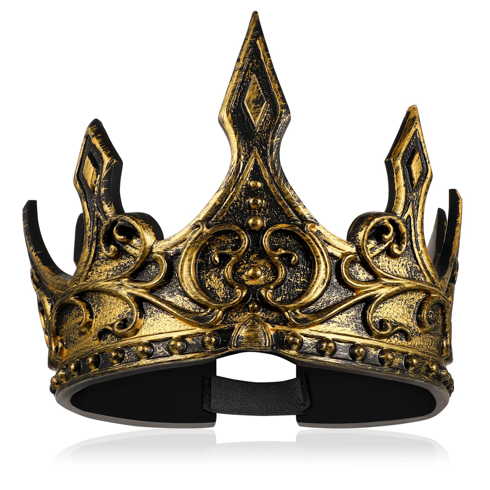 ABOOFAN Medieval King Crown Tiara Halloween King Crown Adjustable Medieval Royal Headwear Halloween Costume Royal Fancy Dress for Men