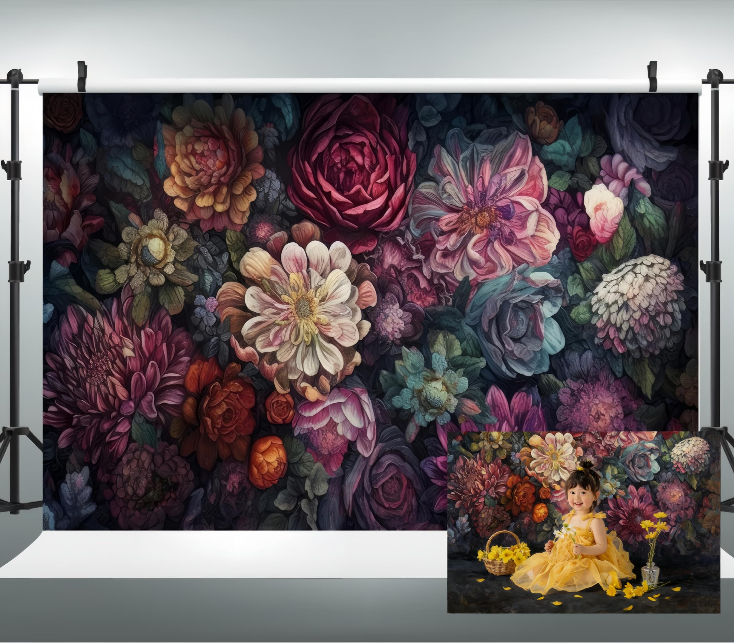 WaW 2.7 x 1.8 m Colourful Flowers Photo Backgrounds for Studios, Portraits, Boxes, Walls